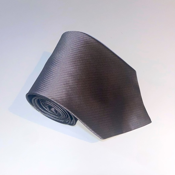CARLO PALAZZI Men’s Necktie Grey Solid Design 100% Italian Silk - Picture 1 of 4
